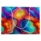 Rainbow Agate | Vibrant Abstract Stone Pattern ラージペーパーバッグ (裏面)