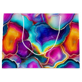 Rainbow Agate | Vibrant Abstract Stone Pattern ラージペーパーバッグ (正面)