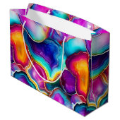 Rainbow Agate | Vibrant Abstract Stone Pattern ラージペーパーバッグ (裏面アングル)