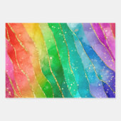 Rainbow Alcohol Ink Gold Glitter Abstract Design ラッピングペーパーシート (正面)