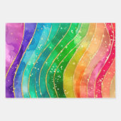 Rainbow Alcohol Ink Gold Glitter Abstract Design ラッピングペーパーシート (正面)