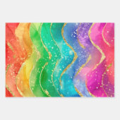 Rainbow Alcohol Ink Gold Glitter Abstract Design ラッピングペーパーシート (正面2)