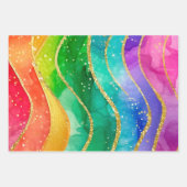 Rainbow Alcohol Ink Gold Glitter Abstract Design ラッピングペーパーシート (正面)