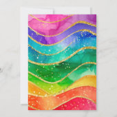 Rainbow Alcohol Ink Gold Glitter Wedding 招待状 (裏面)