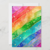 Rainbow Alcohol Ink Gold Glitter Wedding 招待状 (裏面)