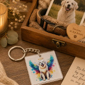 Rainbow Angel Great Pyrenees Dog Watercolor キーホルダー
