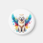 Rainbow Angel Great Pyrenees Dog Watercolor マグネット (正面)