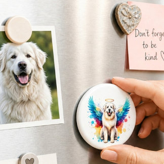 Rainbow Angel Great Pyrenees Dog Watercolor マグネット