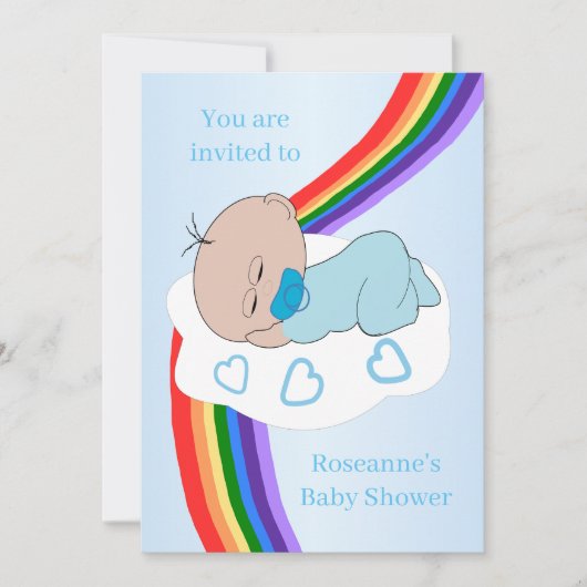 Rainbow Baby Boy Baby Shower 招待状 (正面)