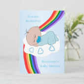 Rainbow Baby Boy Baby Shower 招待状 (スタンド正面)