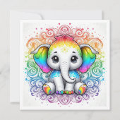 Rainbow baby elephant blank card 招待状 (正面)