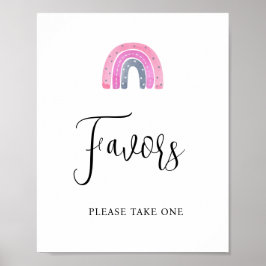Rainbow Baby Girl Favors Baby Shower Sign ポスター