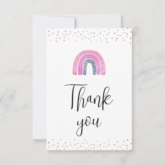 Rainbow  Baby Girl Shower Thank You Card サンキューカード (正面)