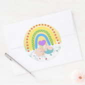Rainbow Baby Newborn Cloud Yellow Heart Sticker ラウンドシール (封筒)