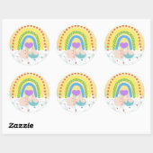 Rainbow Baby Newborn Cloud Yellow Heart Sticker ラウンドシール (シート)