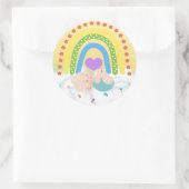 Rainbow Baby Newborn Cloud Yellow Heart Sticker ラウンドシール (バッグ)