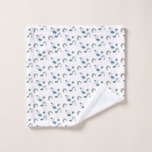 Rainbow Baby Pastel Pattern – Whimsical Nursery ウォッシュタオル (ウォッシュタオル)