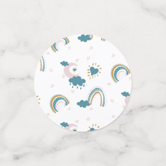 Rainbow Baby Pastel Pattern – Whimsical Nursery コンフェッティ (スモール正面)