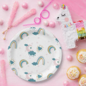 Rainbow Baby Pastel Pattern – Whimsical Nursery ペーパープレート (パーティー)