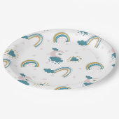 Rainbow Baby Pastel Pattern – Whimsical Nursery ペーパープレート (アングル)