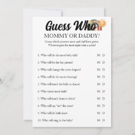 Rainbow Baby Shower Guess Who Activity Game 招待状
