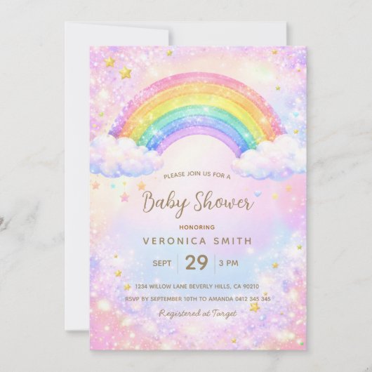 Rainbow Baby Shower Invitation  招待状 (正面)