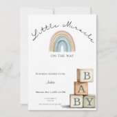 Rainbow Baby Shower Invite Boho Neutral シーズンカード (正面)