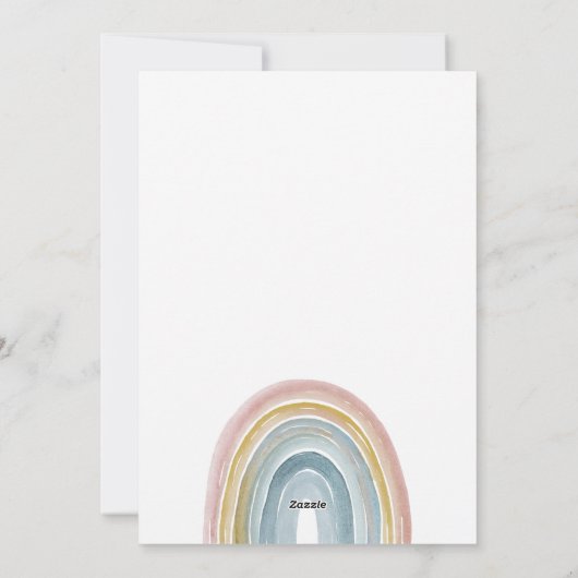 Rainbow Baby Shower Invite Boho Neutral シーズンカード (裏面)