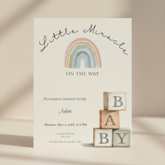Rainbow Baby Shower Invite Boho Neutral シーズンカード
