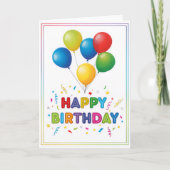 Rainbow Balloon Celebration – Happy Birthday Card カード (正面)