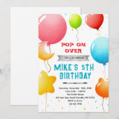 Rainbow Balloons Birthday Invitation 招待状 (正面/裏面)