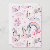 Rainbow Balloons Unicorn Baby Shower Party Girl 招待状 (裏面)
