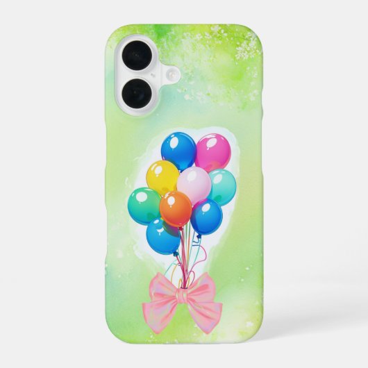 Rainbow Balloons & Watercolor Forest Phone Case iPhone 16ケース (裏面)