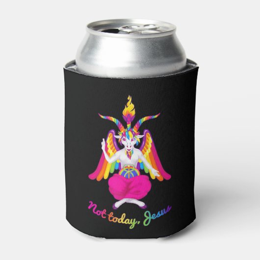 Rainbow Baphomet Not Today Jesus Kawaii Hail Satan 缶クーラー (缶正面)