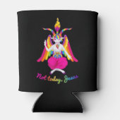 Rainbow Baphomet Not Today Jesus Kawaii Hail Satan 缶クーラー (裏面)