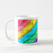 Rainbow BE Kind BE Yourself 励ましの言葉 コーヒーマグカップ (左)