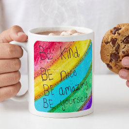 Rainbow BE Kind BE Yourself 励ましの言葉 コーヒーマグカップ