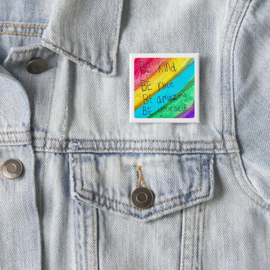 Rainbow BE Kind BE Yourself 励ましの言葉 缶バッジ (インサイチュ)