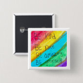 Rainbow BE Kind BE Yourself 励ましの言葉 缶バッジ (正面&裏面)