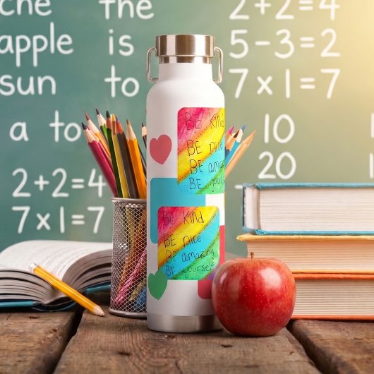 Rainbow BE Kind BE Yourself Inspirational Saying  ウォーターボトル