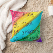 Rainbow BE Kind BE Yourself Inspirational Saying  クッション (ブランケット)