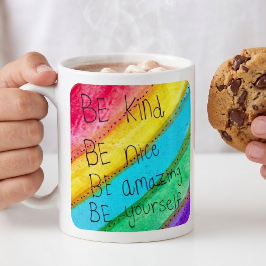 Rainbow BE Kind BE Yourself Inspirational Saying  コーヒーマグカップ