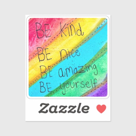 Rainbow BE Kind BE Yourself Inspirational Saying  シール (シート)