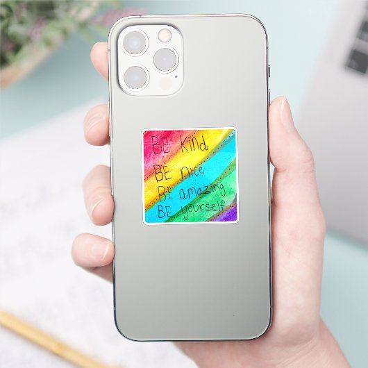Rainbow BE Kind BE Yourself Inspirational Saying  シール (スマートフォン)