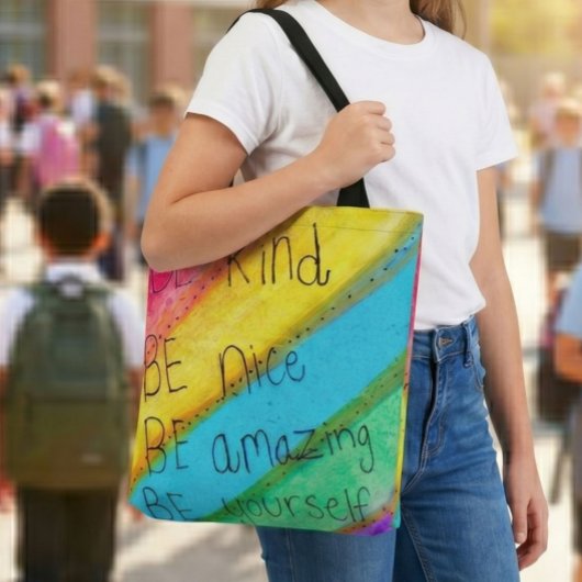 Rainbow BE Kind BE Yourself Inspirational Saying  トートバッグ