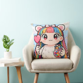 Rainbow Bear Girl Candy Pop Pillow クッション (椅子)