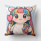 Rainbow Bear Girl Candy Pop Pillow クッション (正面)