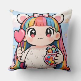 Rainbow Bear Girl Candy Pop Pillow クッション