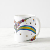 Rainbow Bee Floral Glitter Sparkle Classic Mug コーヒーマグカップ (正面右)