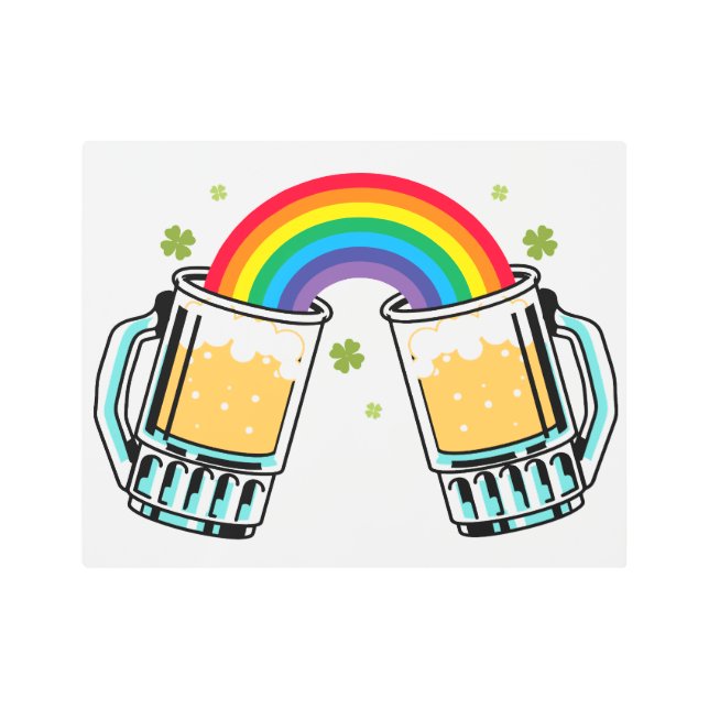 RAINBOW BEER CUSTOMIZABLE自分の名前/フレーズを追加 メタルプリント (正面)